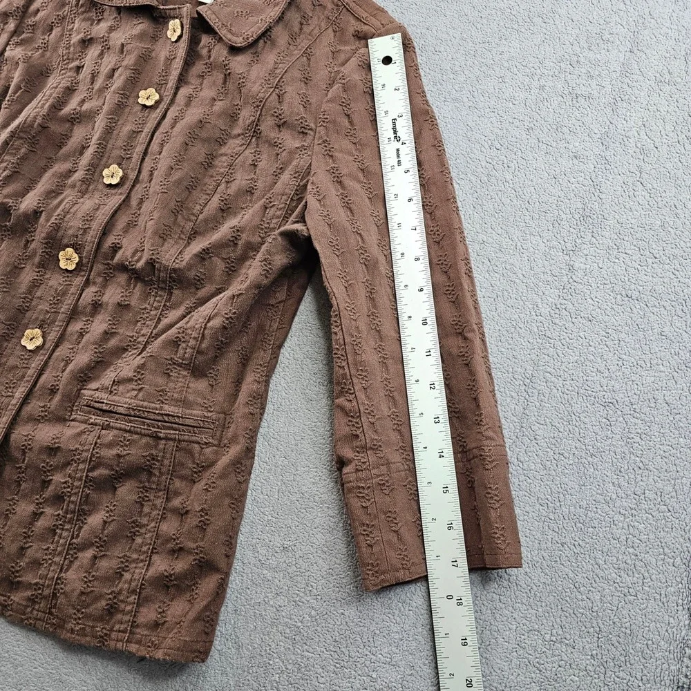 David Brooks Jacket Womens M Brown Cocoa‎ Floral Textured Collared Button Front